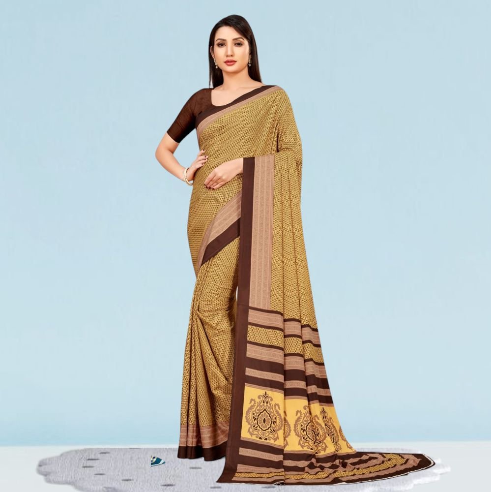 School Teachers Crepe Silk Uniform Sarees for Modern Professionals ( Dream Girl )