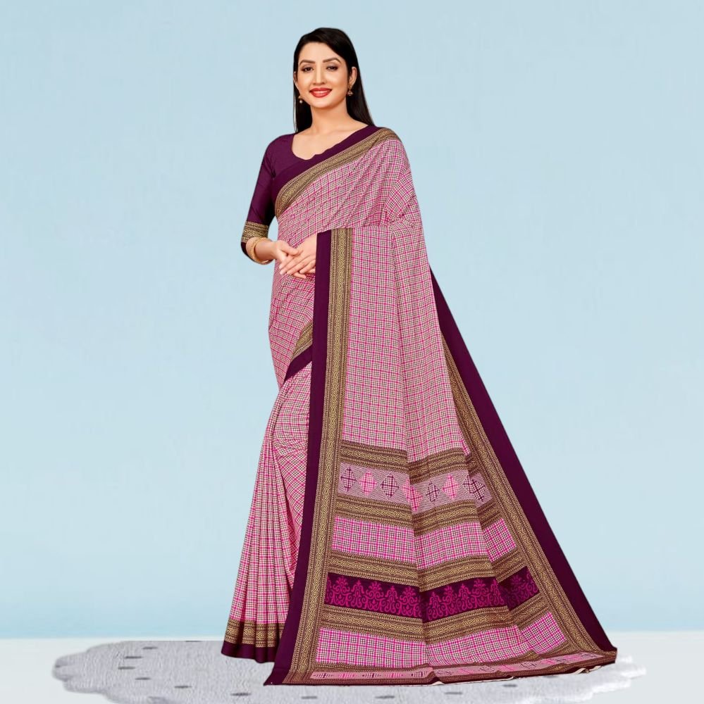 Elegant Crepe Silk Uniform Sarees for Modern Professionals ( Dream Girl )