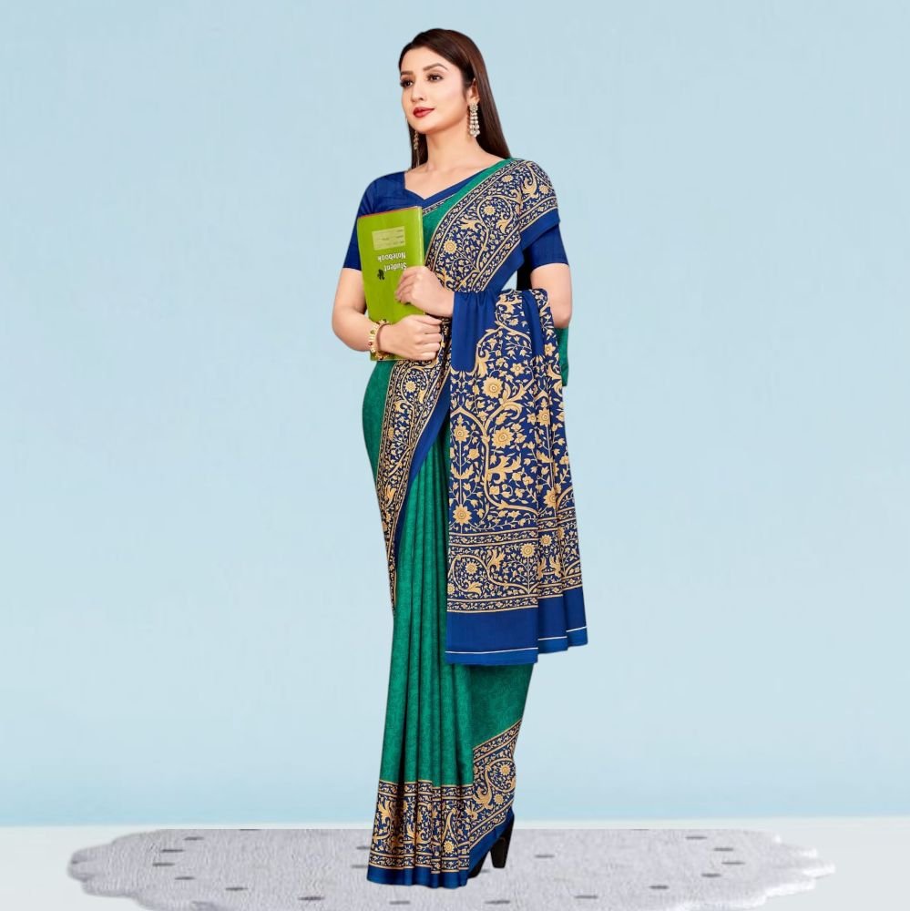 Elegant Crepe Silk Uniform Sarees for Modern Professionals ( Dream Girl )