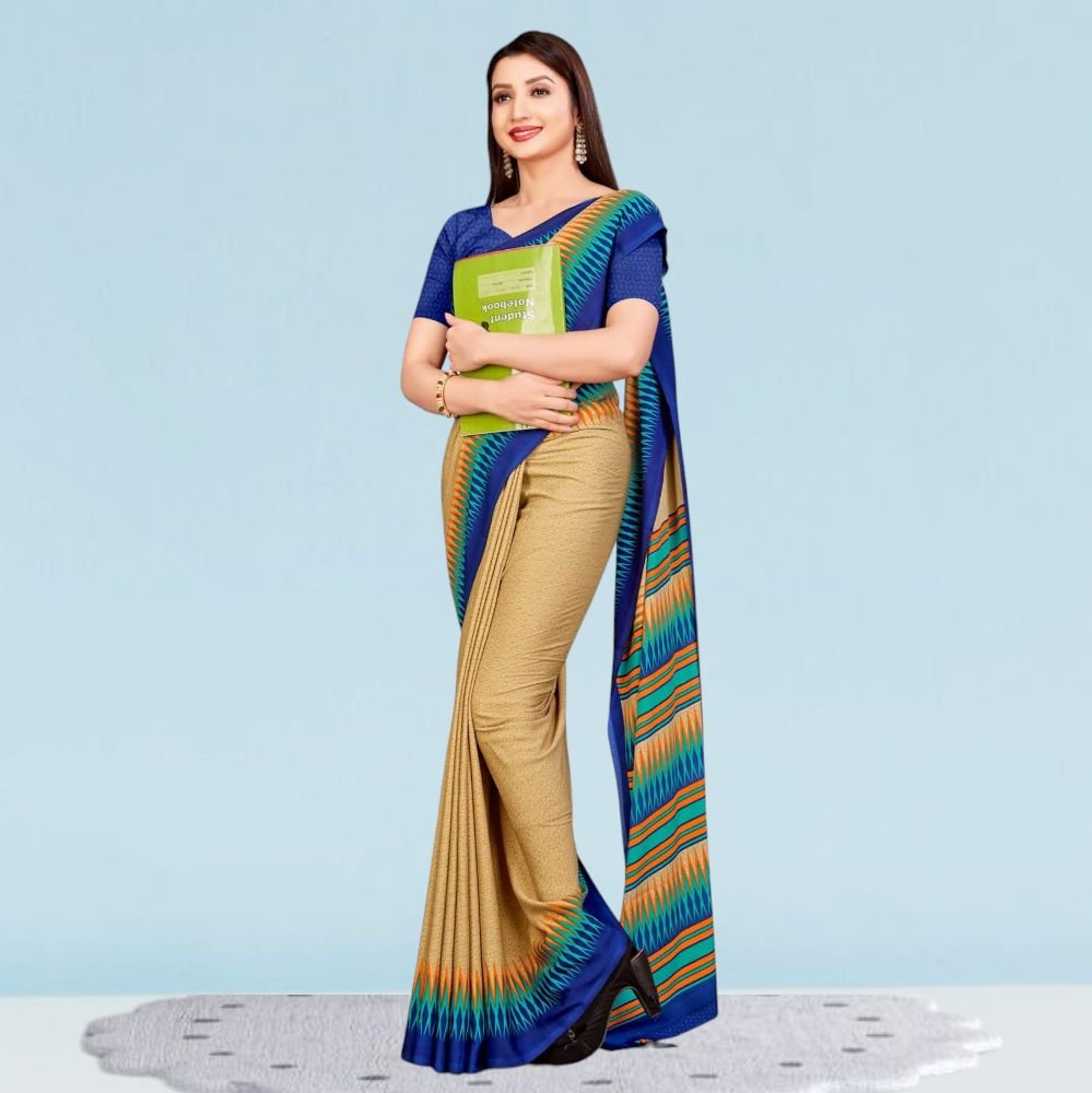 Elegant Crepe Silk Uniform Sarees for Modern Professionals ( Dream Girl )