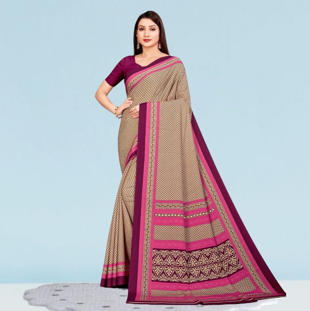 Elegant Crepe Silk Uniform Sarees for Modern Professionals ( Dream Girl )