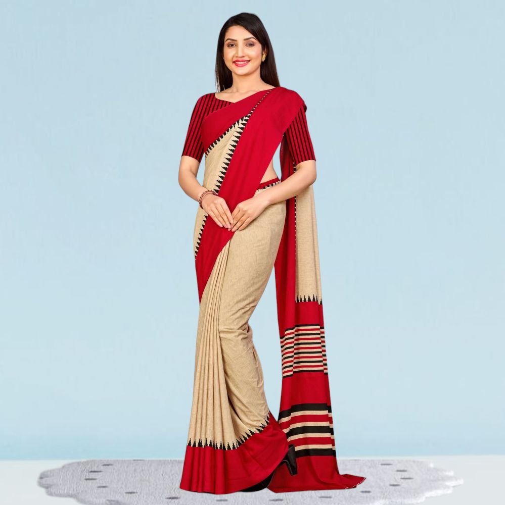 Elegant Crepe Silk Uniform Sarees for Modern Professionals ( Dream Girl )