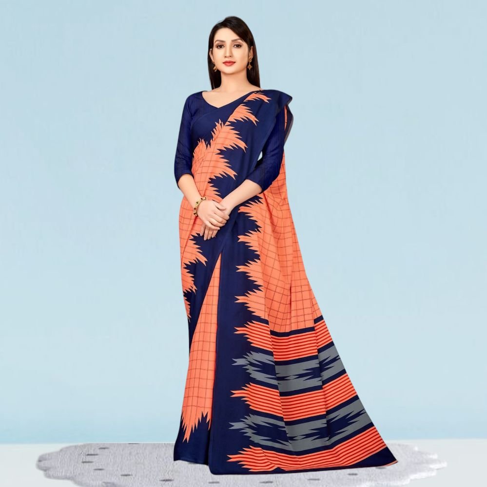 Elegant Crepe Silk Uniform Sarees for Modern Professionals ( Dream Girl )