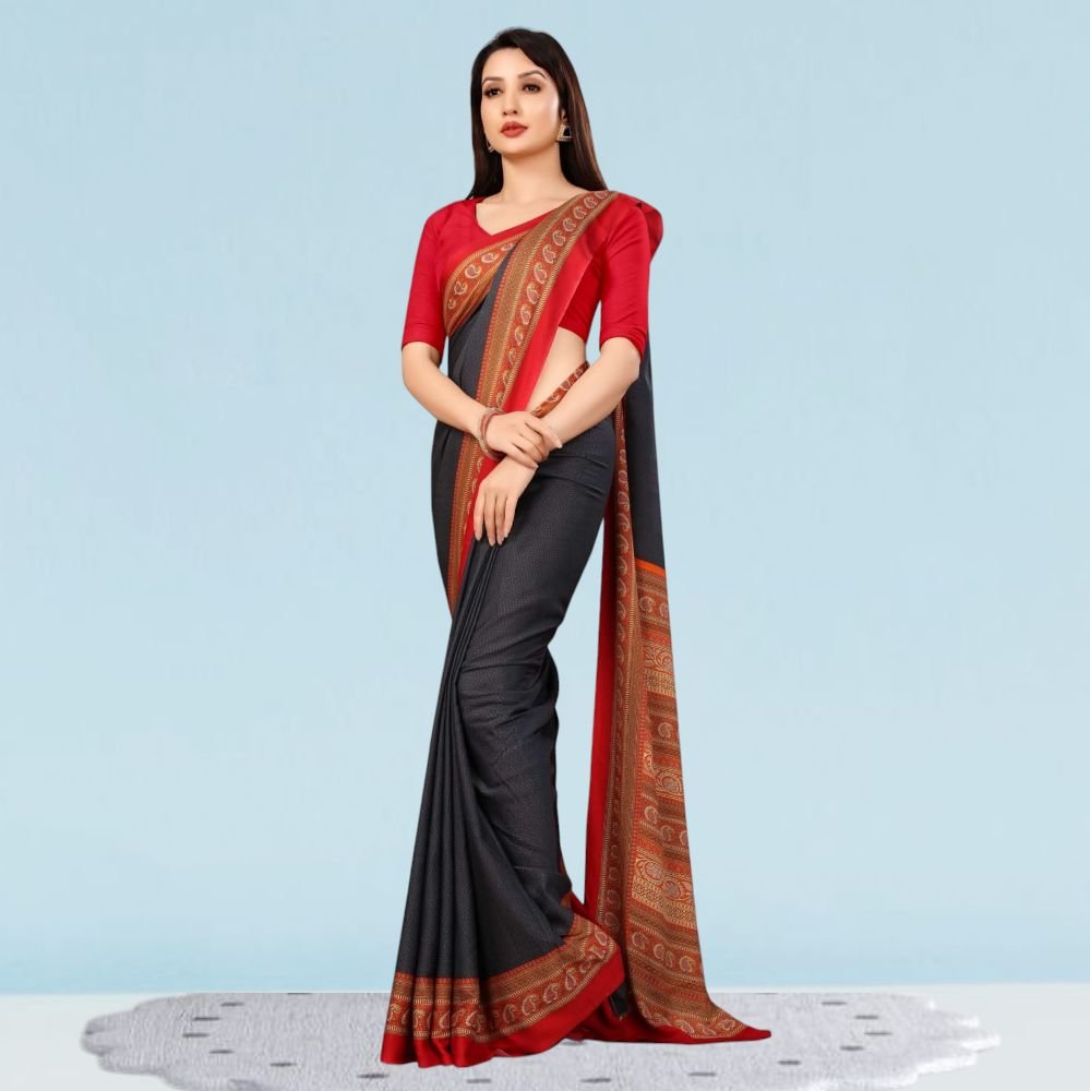 Elegant Crepe Silk Uniform Sarees for Modern Professionals ( Dream Girl )