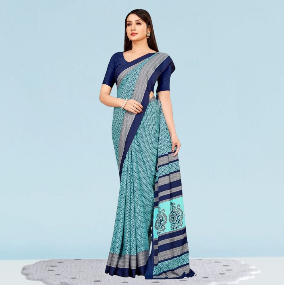 School Teachers Crepe Silk Uniform Sarees for Modern Professionals ( Dream Girl )