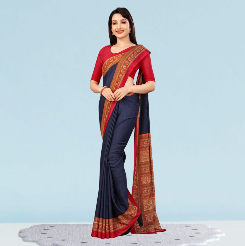 Elegant Crepe Silk Uniform Sarees for Modern Professionals ( Dream Girl )