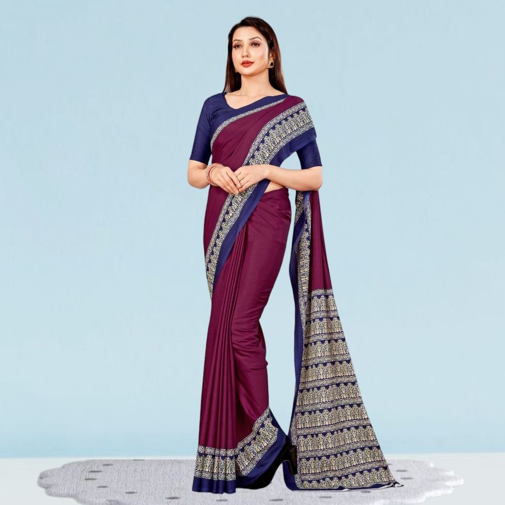 School Teachers Crepe Silk Uniform Sarees for Modern Professionals ( Dream Girl )