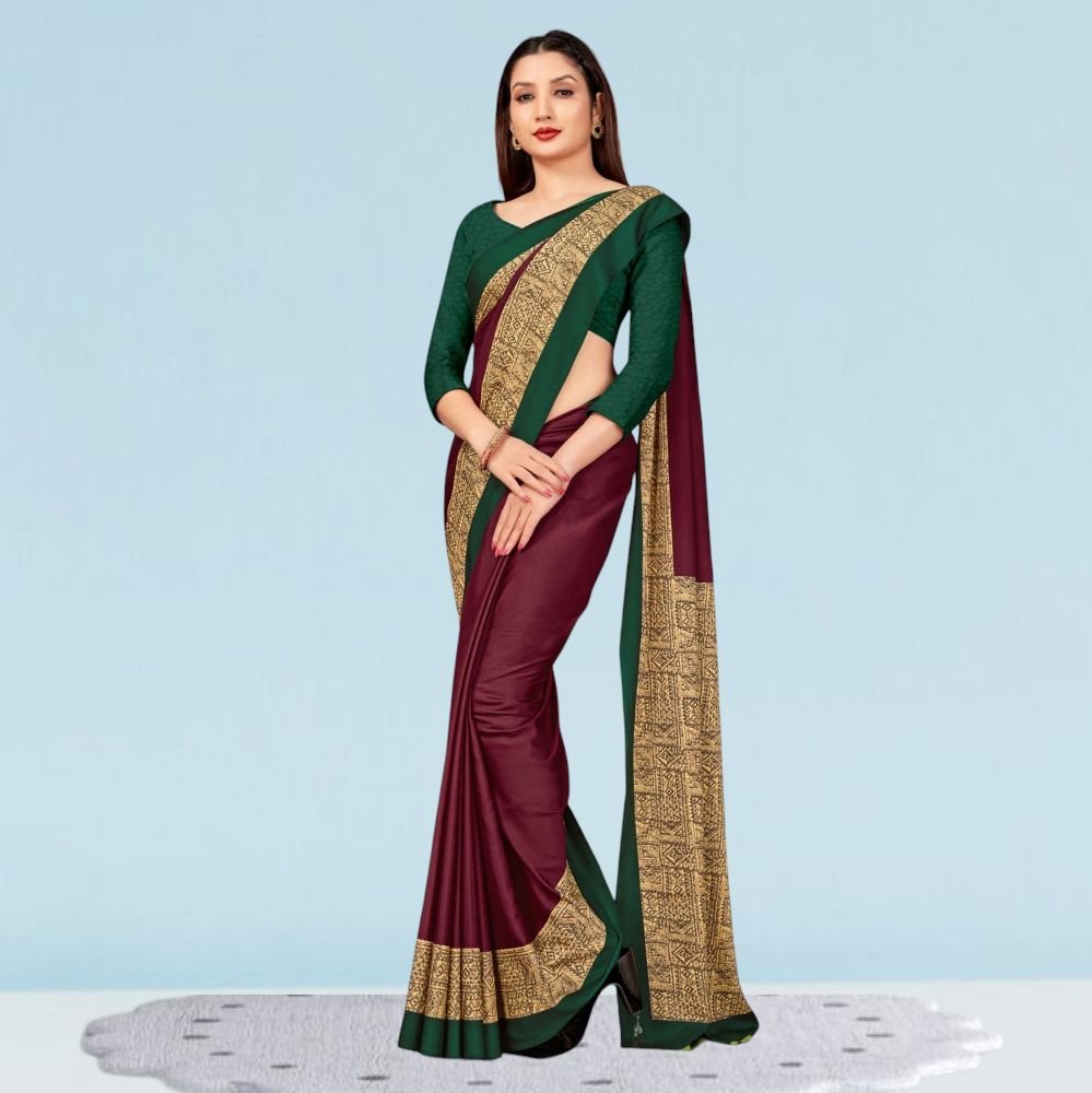 Crepe Silk College Uniform Sarees for Modern Professionals ( Dream Girl )