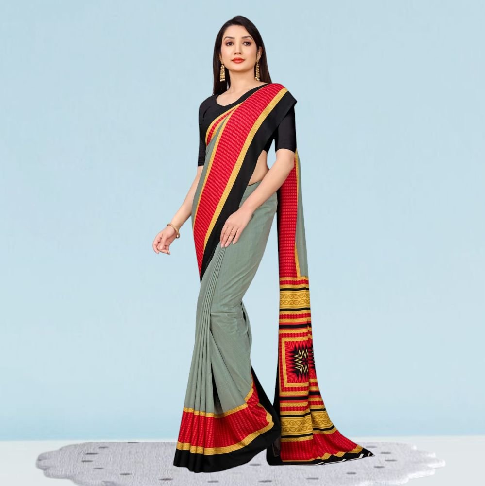 School Teachers Crepe Silk Uniform Sarees for Modern Professionals ( Dream Girl )