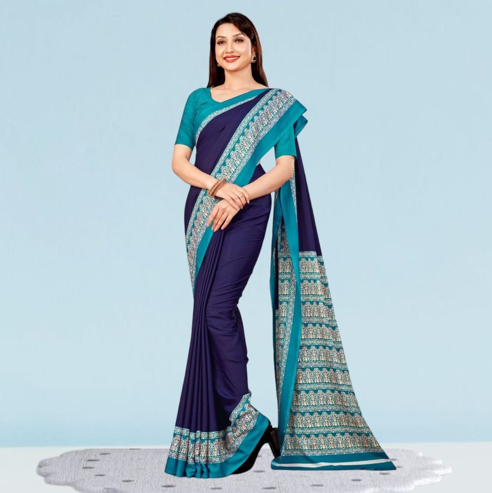 School Teachers Crepe Silk Uniform Sarees for Modern Professionals ( Dream Girl )