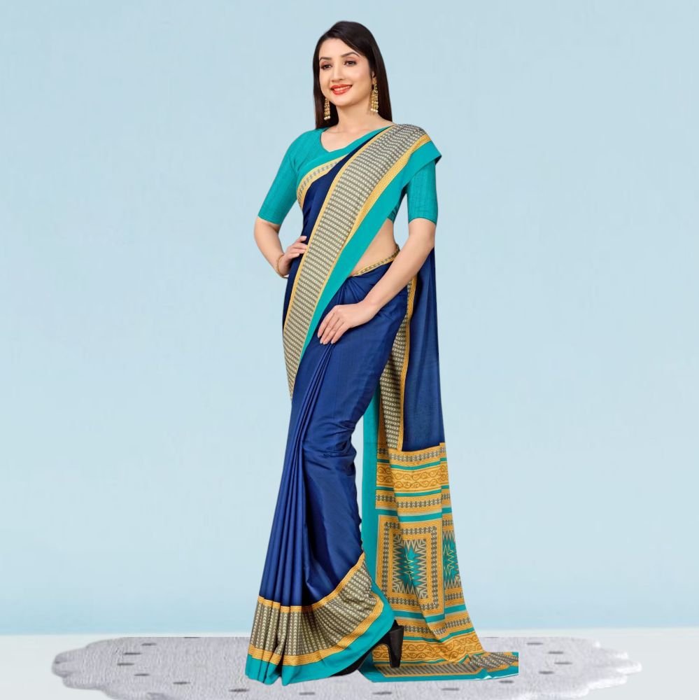 School Teachers Crepe Silk Uniform Sarees for Modern Professionals ( Dream Girl )