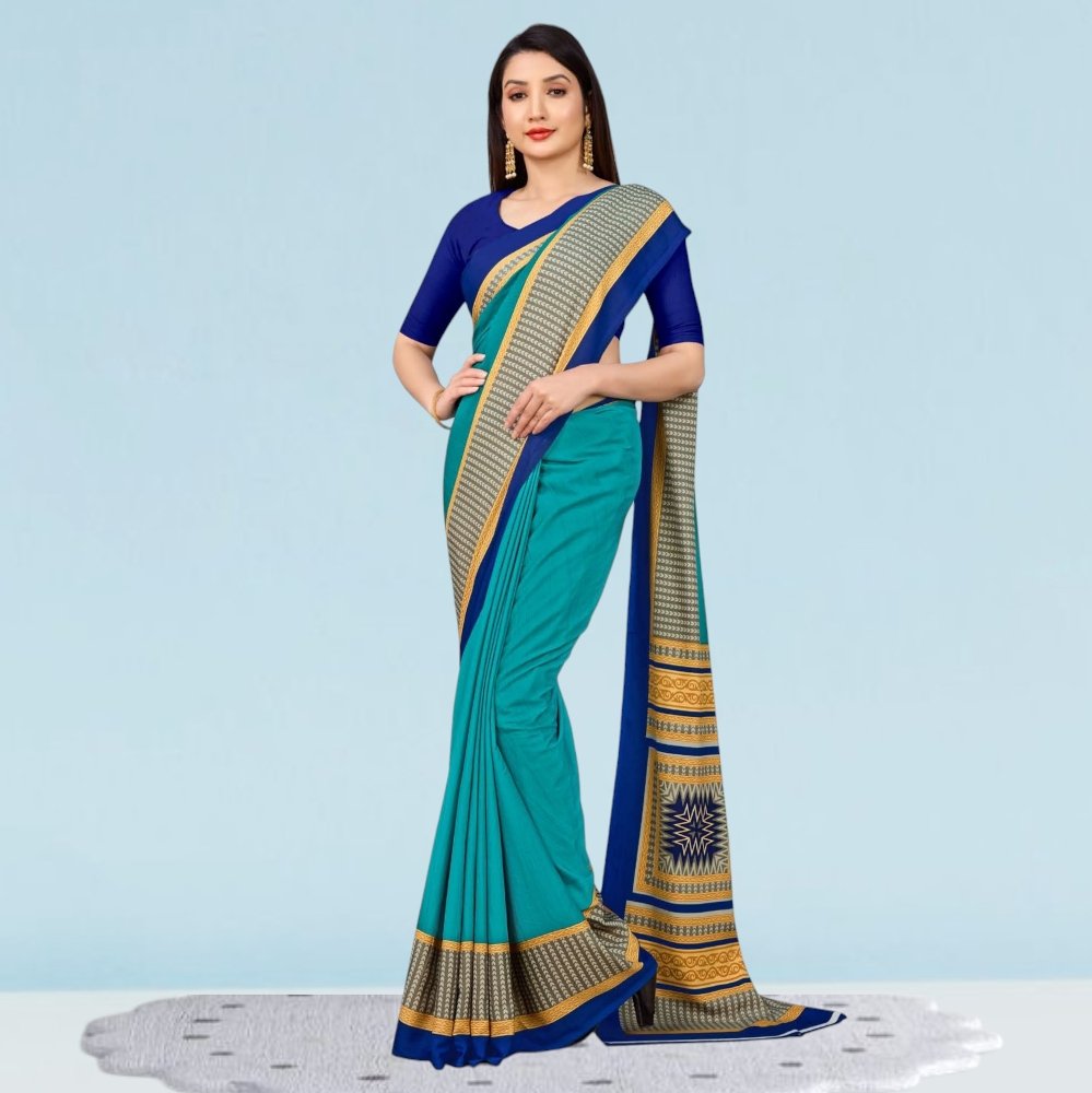 School Teachers Crepe Silk Uniform Sarees for Modern Professionals ( Dream Girl )