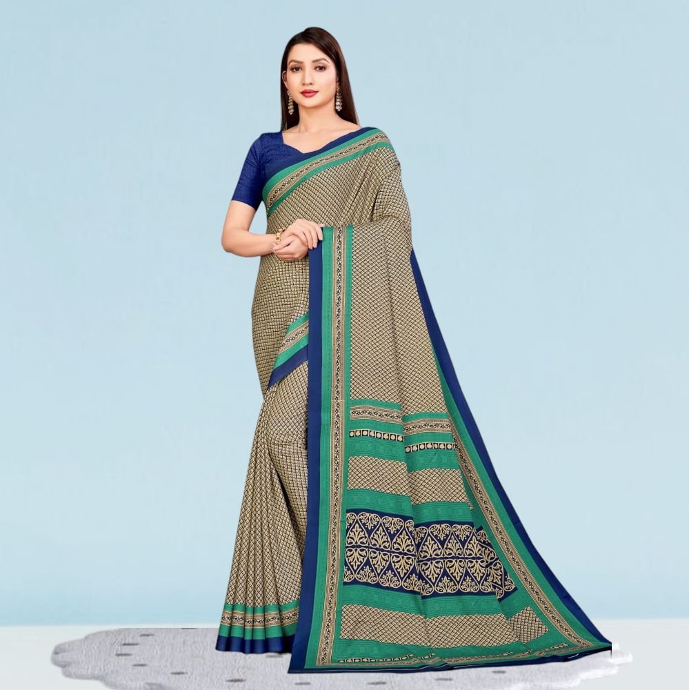 Crepe Silk Teachers Uniform Sarees for Modern Professionals ( Dream Girl )