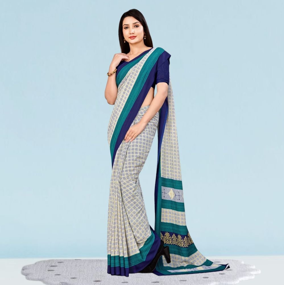 Printed Chiffon Silk School Uniform Sarees ( Uddan )