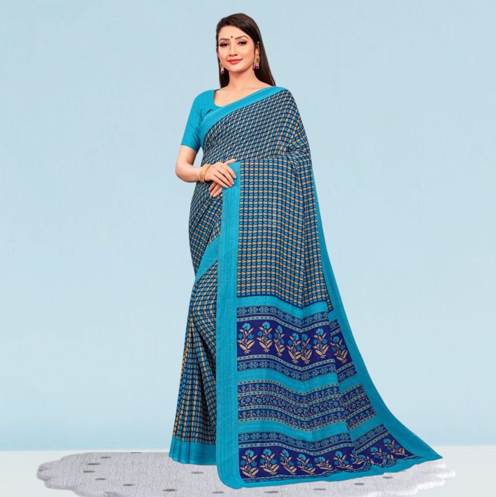 Printed Chiffon Silk Corporate Uniform Sarees ( Uddan )