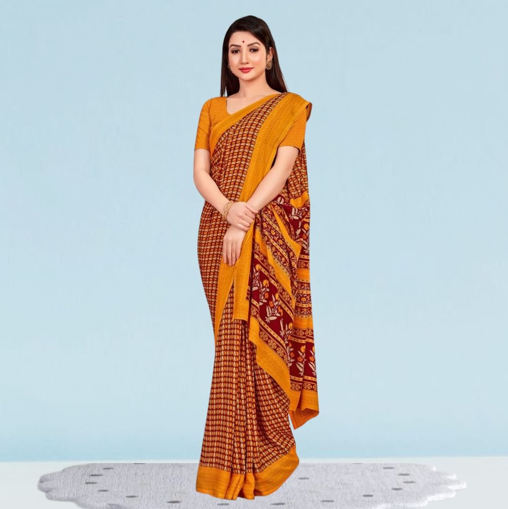 Printed Chiffon Silk Corporate Uniform Sarees ( Uddan )