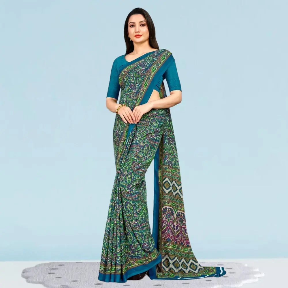 Printed Chiffon Silk Corporate Uniform Sarees ( Uddan )