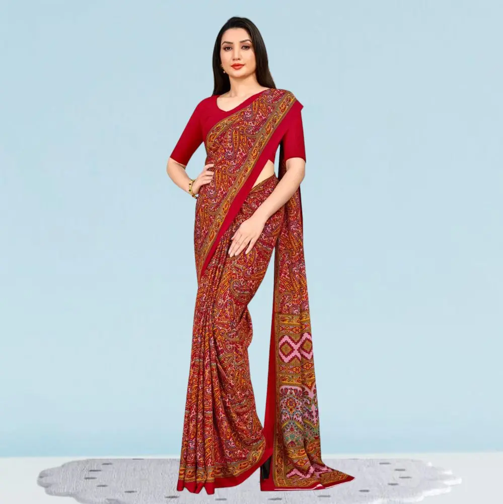 Printed Chiffon Silk Teachers Uniform Sarees ( Uddan )