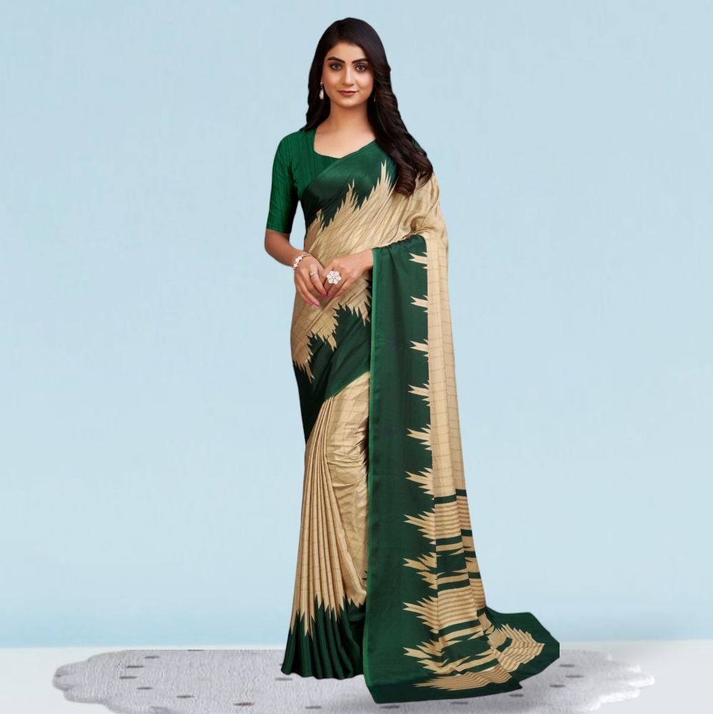 Italian Crepe Silk Uniform Sarees For School ( Modern )