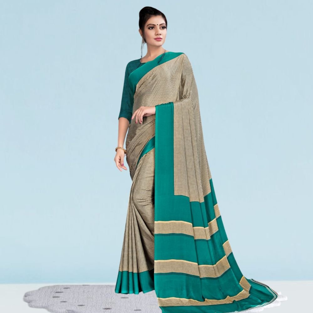 Italian Crepe Silk Uniform Sarees For School ( Modern )