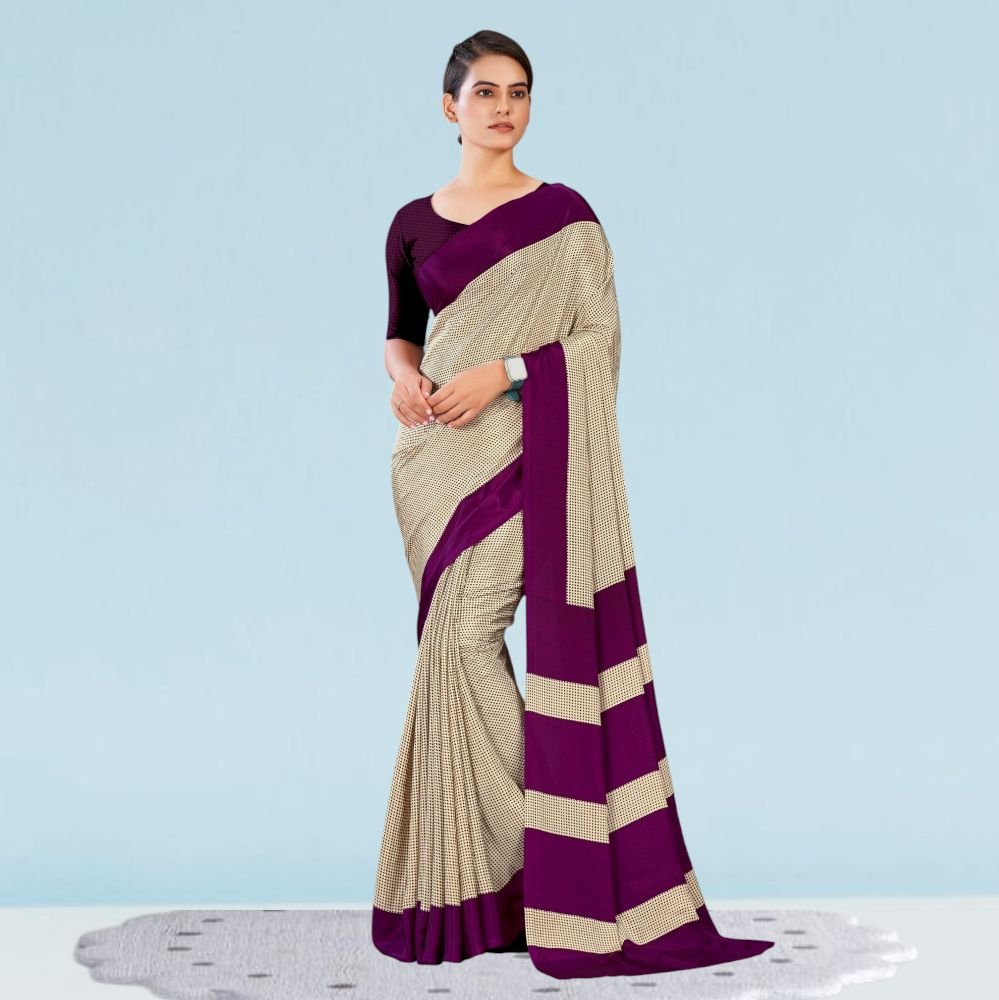 Italian Crepe Silk Uniform Sarees Office Staff ( Modern )