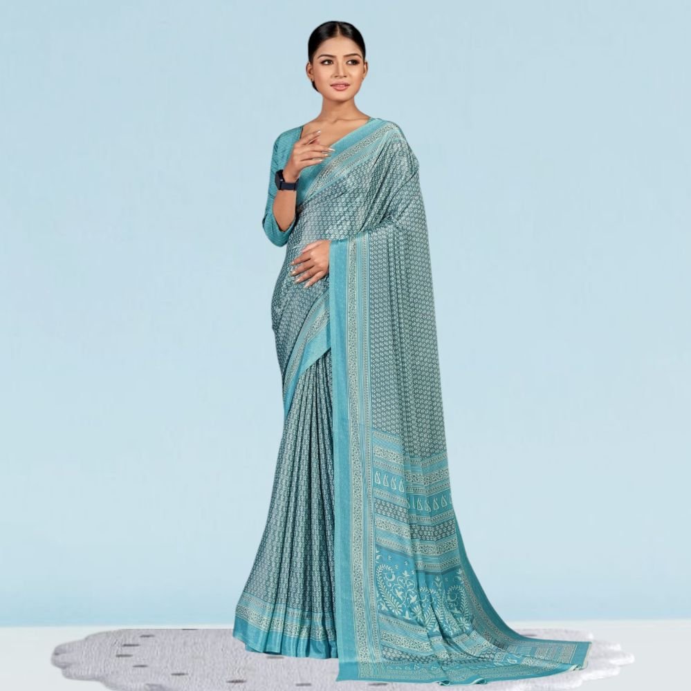 Italian Crepe Silk Uniform Sarees Office Staff ( Modern )