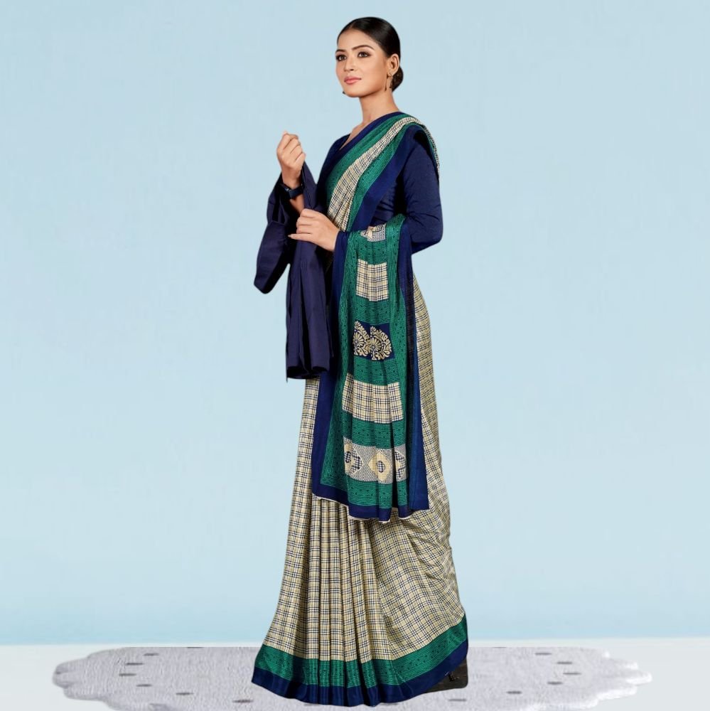 Italian Crepe Silk Uniform Sarees Office Staff ( Modern )