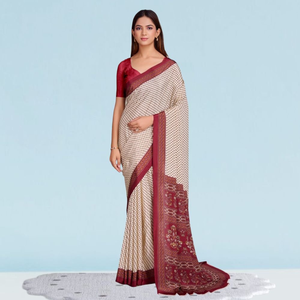 Italian Crepe Silk Uniform Sarees For Teachers ( Modern )