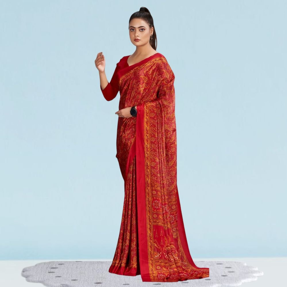 Italian Crepe Silk Uniform Sarees For Teachers ( Modern )