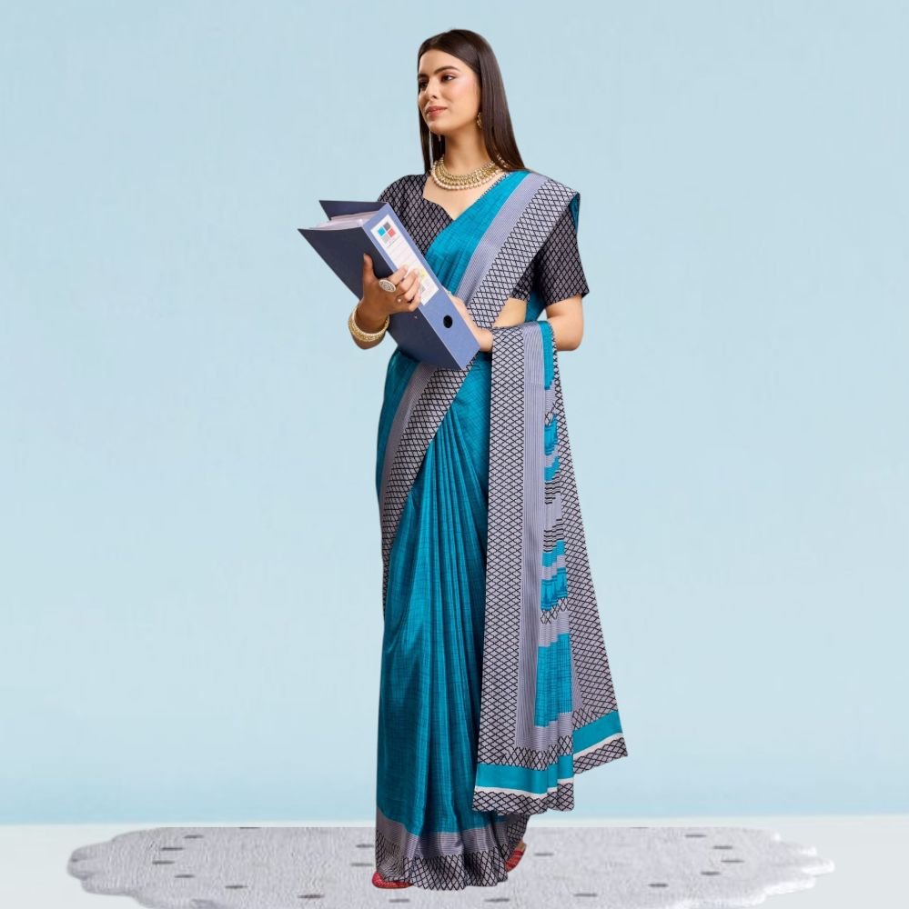 Italian Crepe Silk Uniform Sarees For Teachers ( Modern )