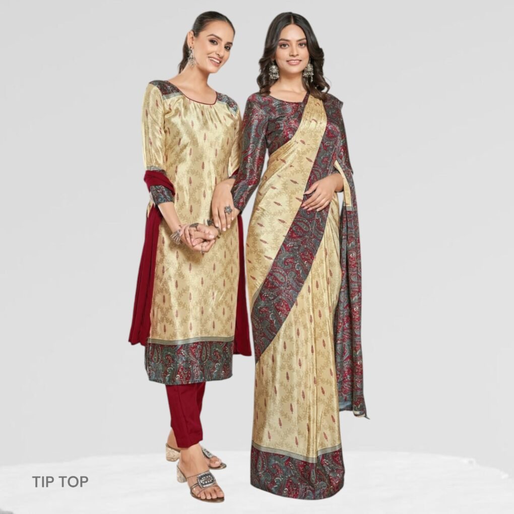 Crepe Silk Uniform Sarees For Teachers ( Tip Top )