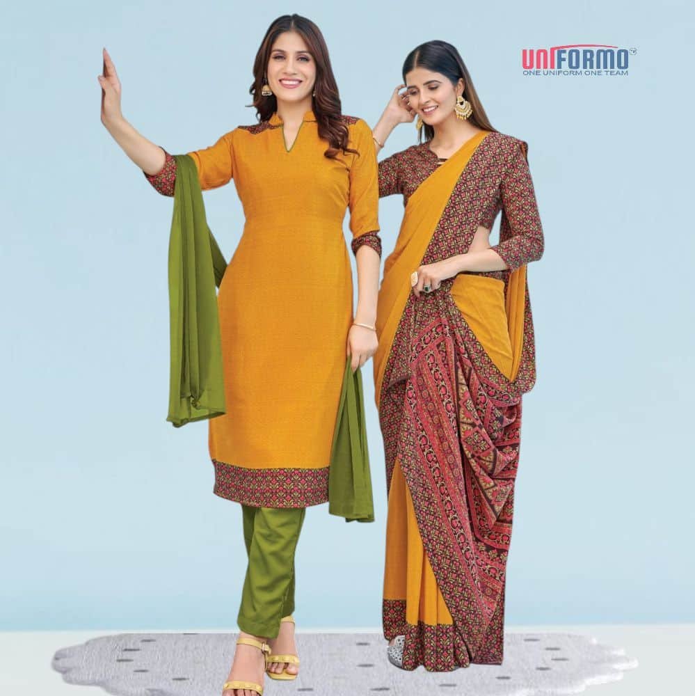 Elegant Crepe Silk Uniform Sarees And Suit Sets ( Ganesh Plus )