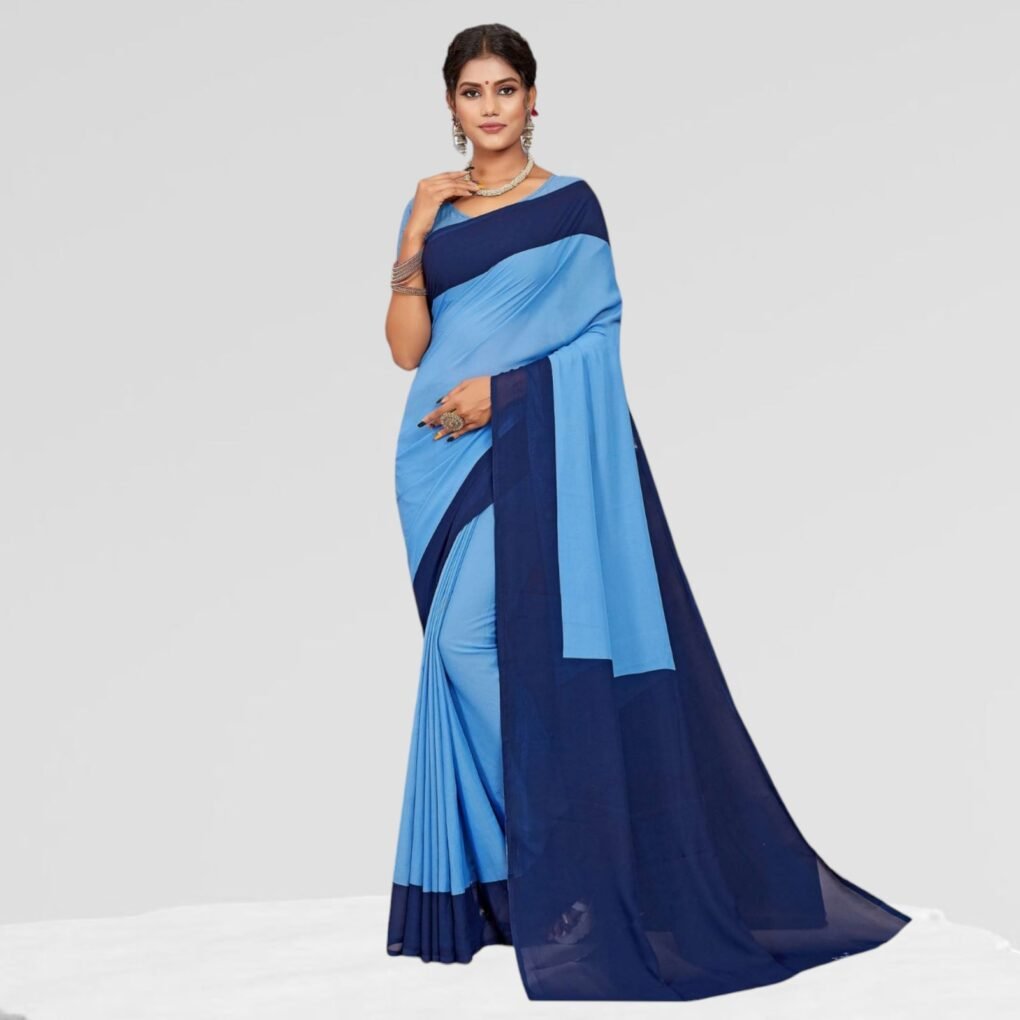 Blue Elegant Reniyal Hospital Uniform Sarees ( Sarita )