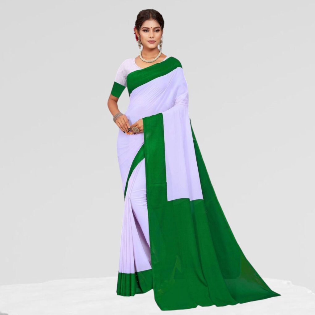 Green Elegant Reniyal Teachers Uniform Sarees ( Sarita )