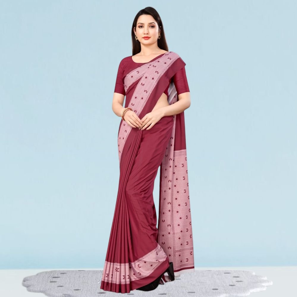 Digital Crape Silk Uniform Sarees For School ( Sophia )