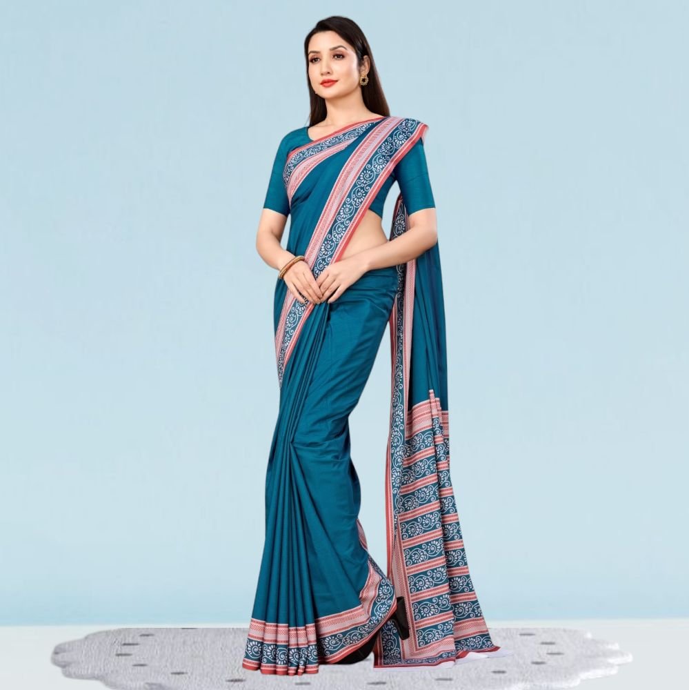 Digital Crape Silk Uniform Sarees For Teacher ( Sophia )