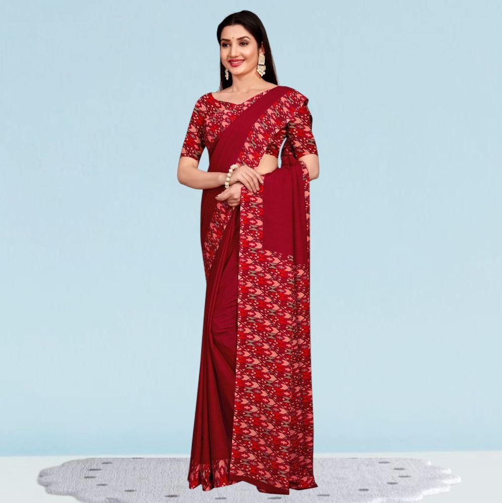 Printed Chiffon Silk Teachers Uniform Sarees ( Uddan )